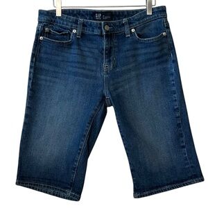 GAP sz 28 Bermuda Jean Shorts 5 Pockets Zipper Fly Blue